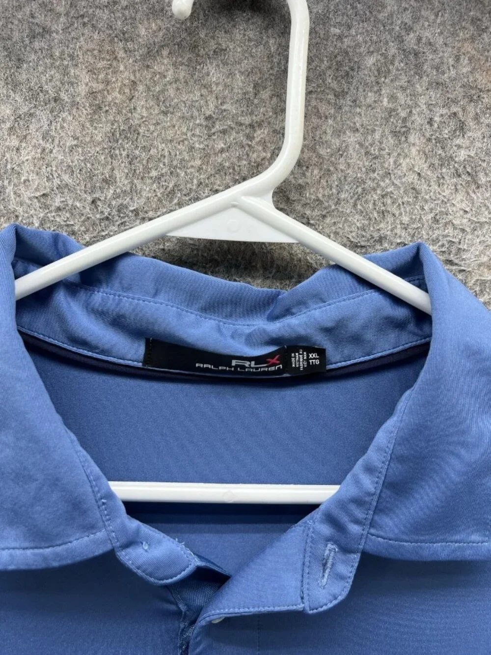 RLX Ralph Lauren Polo Shirt Mens 2XL Blue Solid Golf Performance Jersey